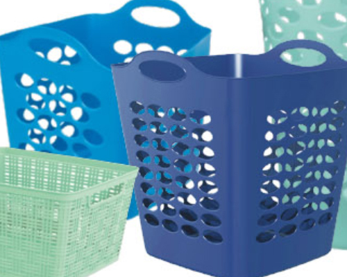 plastic bins and baskets